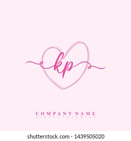 Initial KP letter beauty handwriting logo