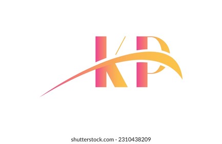 Logo de la carta inicial de KP con plantilla de vectores gráficos de diseño Swoosh para identidad de empresa y empresa.
