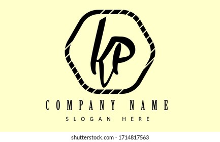 Initial KP simple and clean  monogram and elegant logo design