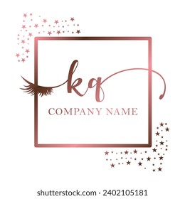 Initial KQ calligraphy company eye and eyelash handwriting