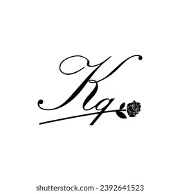 Ornamento de tipografía de flores de escritura KQ inicial moderno
