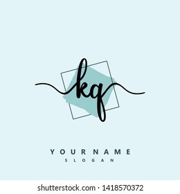 Initial KQ handwriting logo template vector