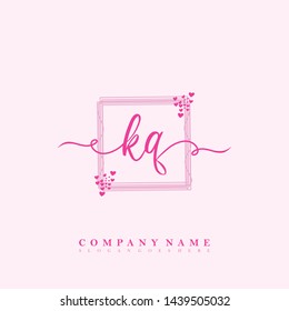 Initial KQ letter beauty handwriting logo