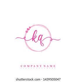Initial KQ letter beauty handwriting logo