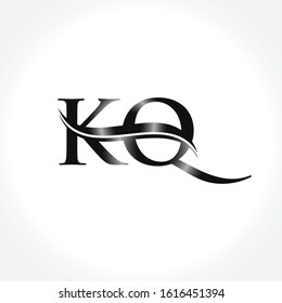 Initial KQ letter Logo Design Black vector Template. Linked Letter KQ logo Design