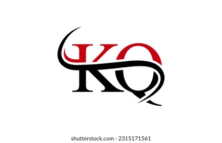 Initial KQ letter Logo With Swoosh Design Graphic Vector Template for Business and Company Identity