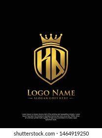 initial KQ letter with shield style logo template vector