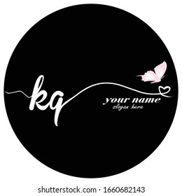 Initial KQ logo handwriting vector butterfly illustration