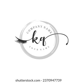 Initial KQ monogram eye and eyelash handwriting
