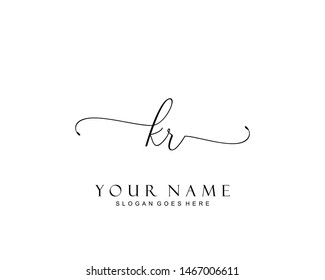 Initial KR beauty monogram and elegant logo design, handwriting logo of initial signature, wedding, fashion, floral and botanical with creative template.