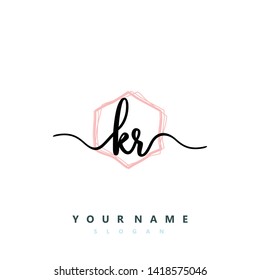 Initial KR handwriting logo template vector