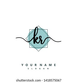 Initial KR handwriting logo template vector