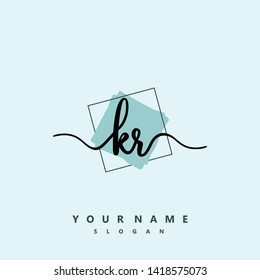 Initial KR handwriting logo template vector