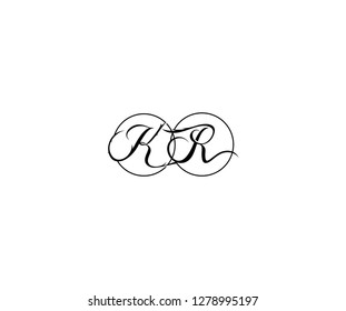 Initial KR Letter Circle Script Typeface Minimal Beauty Monogram Logotype