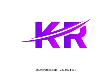 Logotipo de la carta inicial de KR con plantilla de vectores gráficos de diseño Swoosh para identidad de empresa y empresa.