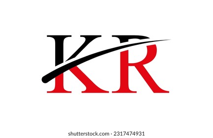 Initial KR letter Logo With Swoosh Design Graphic Vector Template for Business and Company Identity.