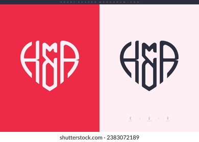 initial KR letters with red heart and love logo flat icon monogram concept