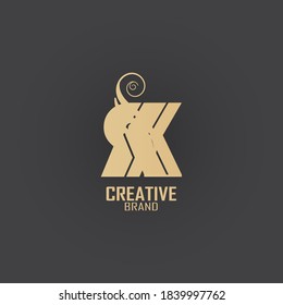 the initial kr logo is gold, inspired by the logo of luxury combined with vintage curves, making this logo elegant