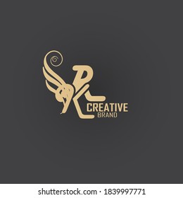 the initial kr logo is gold, inspired by the logo of luxury combined with vintage curves, making this logo elegant