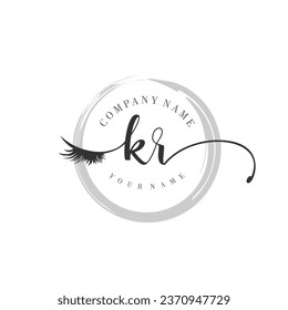 Initial KR monogram eye and eyelash handwriting