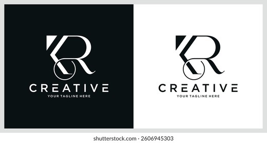 Initial KR or RK letter logo design vector