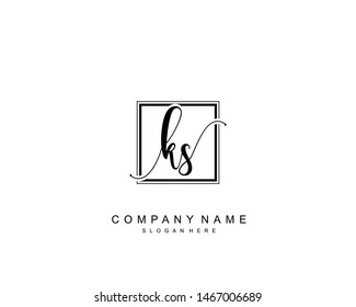 Initial KS beauty monogram and elegant logo design, handwriting logo of initial signature, wedding, fashion, floral and botanical with creative template.