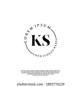 Initial KS beauty monogram and elegant logo design, handwriting logo of initial signature, wedding, fashion, floral and botanical with creative template.