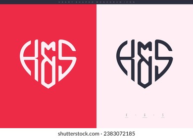 initial KS letters with red heart and love logo flat icon monogram concept