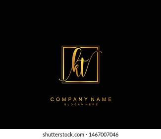 Initial KT beauty monogram and elegant logo design, handwriting logo of initial signature, wedding, fashion, floral and botanical with creative template.