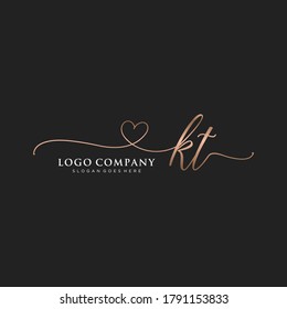 Initial KT beauty monogram and elegant logo design, handwriting logo of initial signature, wedding, fashion, floral and botanical with creative template.