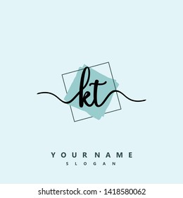 Initial KT handwriting logo template vector