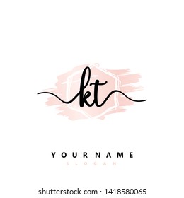 Initial KT handwriting logo template vector