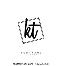 Initial KT handwriting logo vector