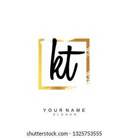 Initial KT handwriting logo vector