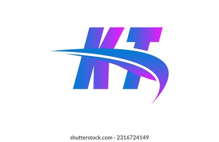 Initial KT letter Logo With Swoosh Design Graphic Vector Template for Business and Company Identity.