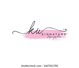 Initial KU beauty monogram and elegant logo design, handwriting logo of initial signature, wedding, fashion, floral and botanical with creative template.