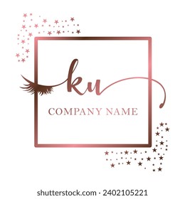 Initial KU calligraphy company eye and eyelash handwriting