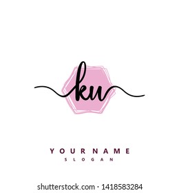Initial KU handwriting logo template vector