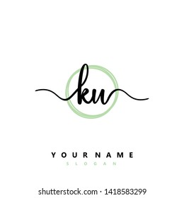 Initial KU handwriting logo template vector