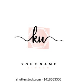 Initial KU handwriting logo template vector