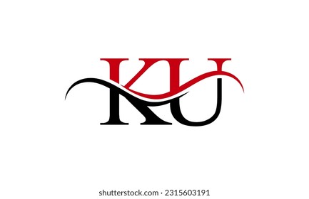 Logo de la carta inicial de KU con plantilla de vectores gráficos de diseño Swoosh para identidad de empresa y empresa.