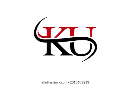 Logo de la carta inicial de KU con plantilla de vectores gráficos de diseño Swoosh para identidad de empresa y empresa.