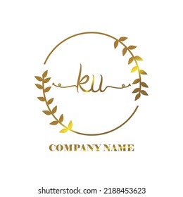 initial KU logo vector handwriting signature Elegant branding art