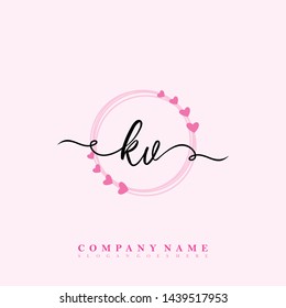 Initial KV beauty handwriting logo