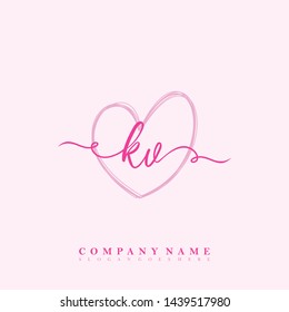 Initial KV beauty handwriting logo