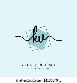Initial KV handwriting logo template vector