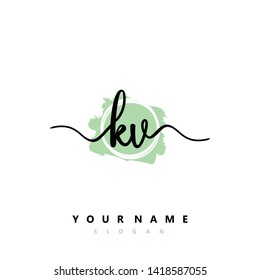 Initial KV handwriting logo template vector