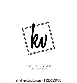 Initial KV handwriting logo vector