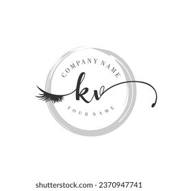 Initial KV monogram eye and eyelash handwriting