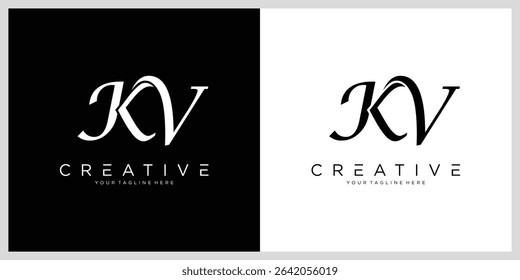 Initial KV or VK letter logo design vector